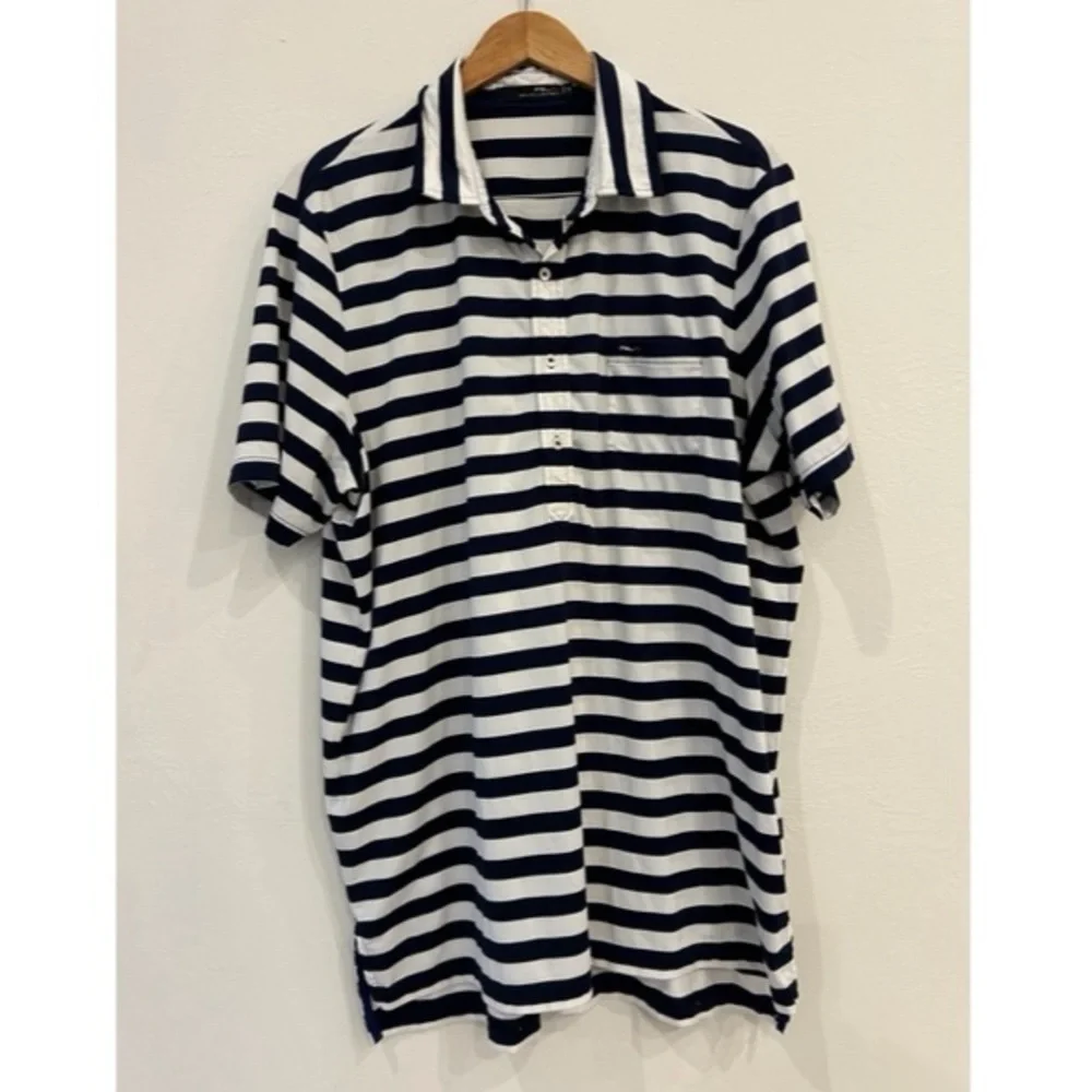 RLX Custom Slim Fit Performance Polo size XL navy and white stripe